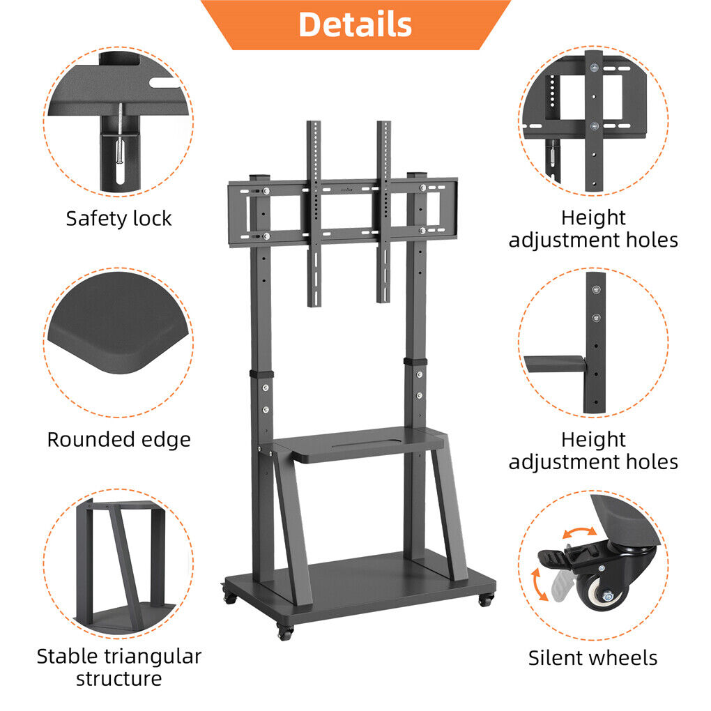 100" Rolling/Mobile TV Cart TV Floor Stand