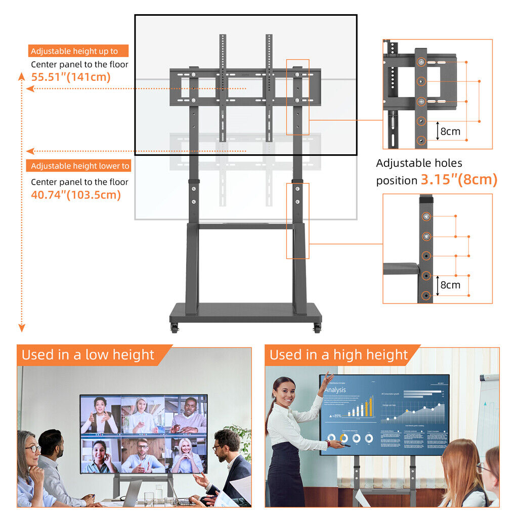 100" Rolling/Mobile TV Cart TV Floor Stand