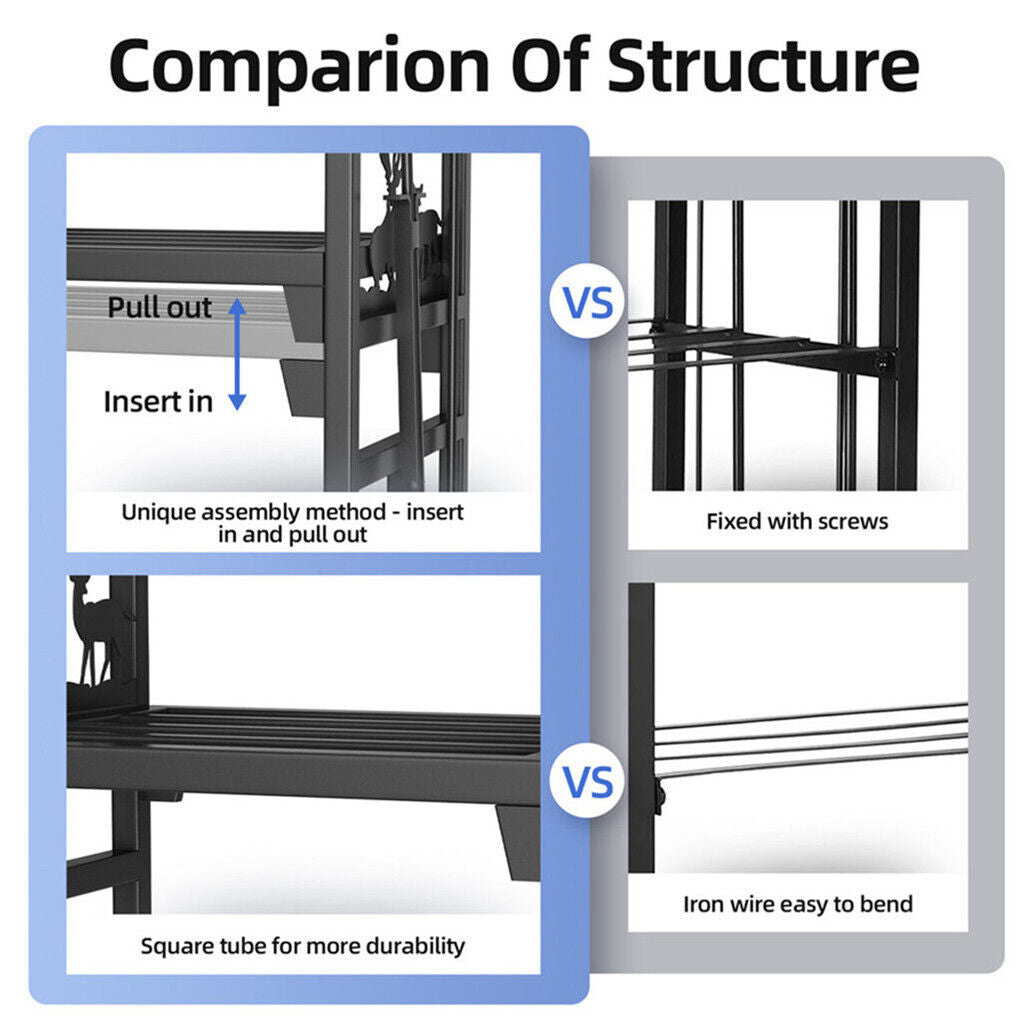 Double Layer Rustproof Wrought Iron Firewood Rack-