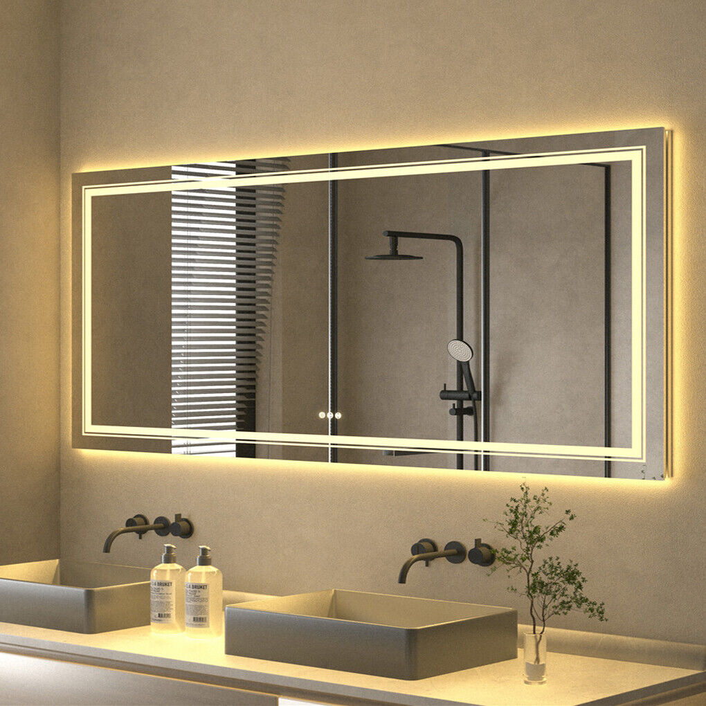 Frameless lighted vanity deals mirror