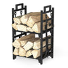 Double Layer Rustproof Wrought Iron Firewood Rack-