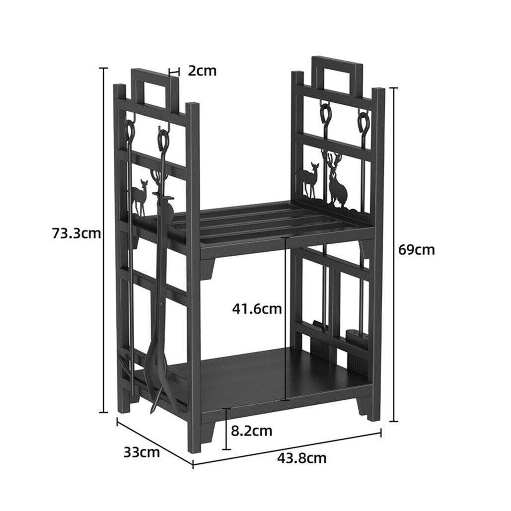 Double Layer Rustproof Wrought Iron Firewood Rack-