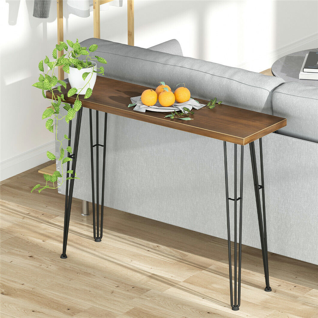 Super Thick Wood Console Table with 4 Stylish Metal Legs